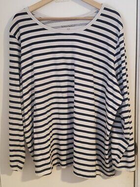 Woman Within Long Sleeve Navy Blue And White Top Women's Size 1X
